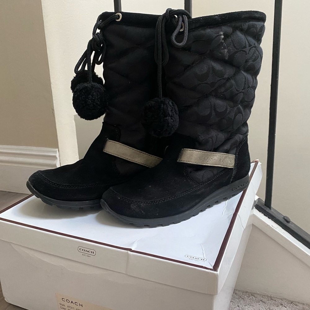 Coach black suede snow boots new with box